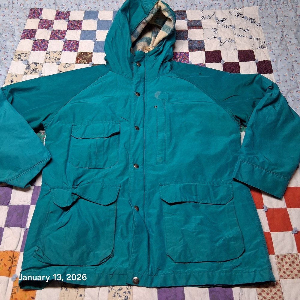 Vintage‎ Woolrich For Women Flannel Lined Mountain Parka Green Size Large 80s